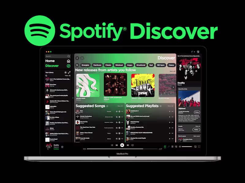 Cover image for My most recent project: Spotify Discover A solution for Spot...