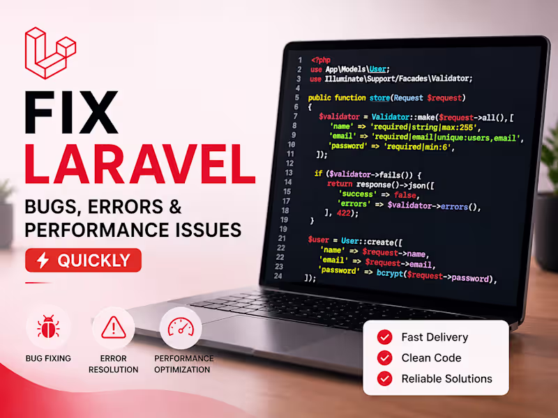 Cover image for fix Laravel bugs, errors, deployment cloud issue, error 404