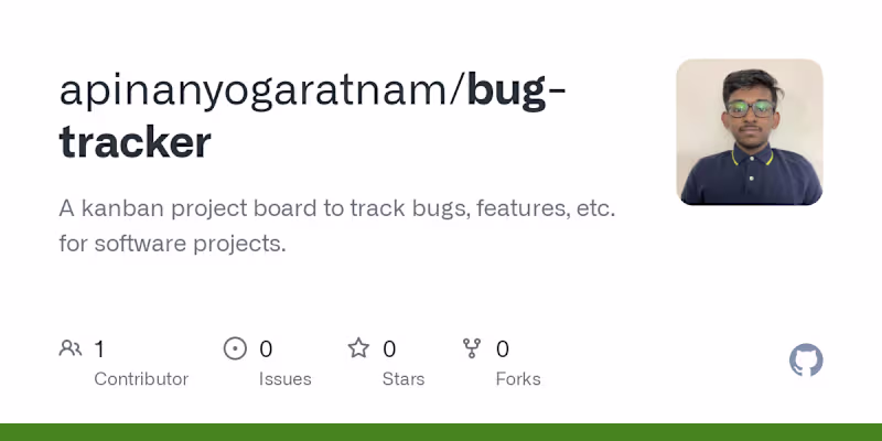 Cover image for GitHub - apinanyogaratnam/bug-tracker: A kanban project board t…