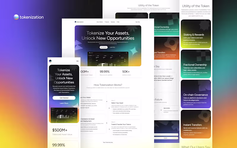 Cover image for Tokenization - Technology Website Template