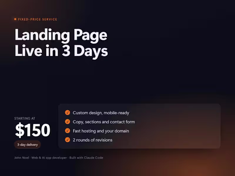 Cover image for Landing Page Live in 3 Days