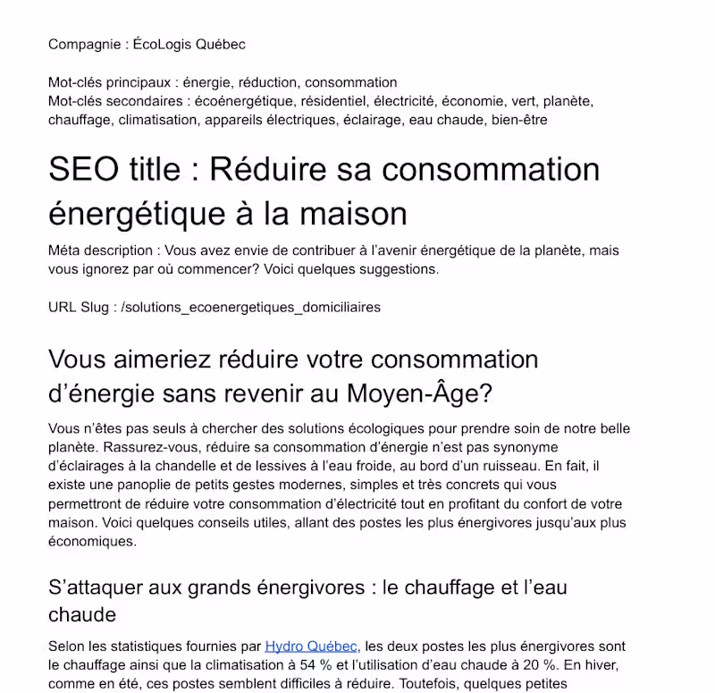 Cover image for SEO Blog Article | Home Energy Efficiency — Quebec
