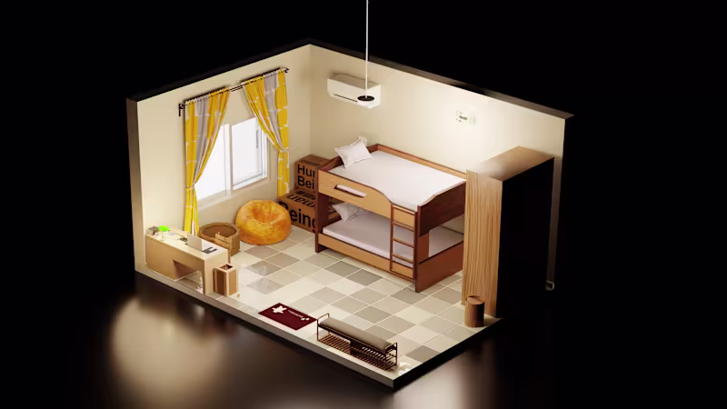 Cover image for 3D Isometric Bedroom