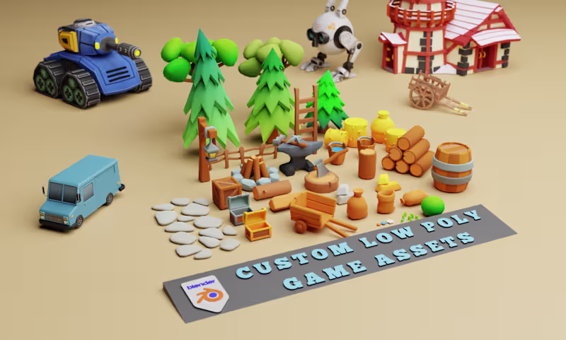 Cover image for low poly game ready assets and props modeling 