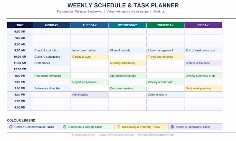 Cover image for Weekly Schedule Template