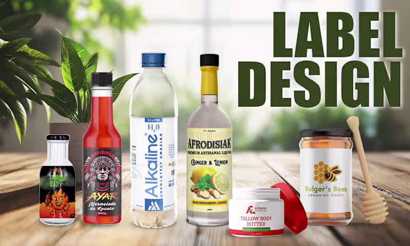 Cover image for design bottle labels, product packaging, cosmetic label design