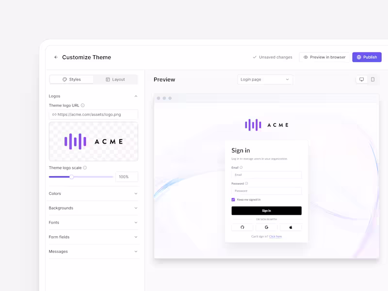 Cover image for No-Code Theme Configurator for Identity Authorization Company