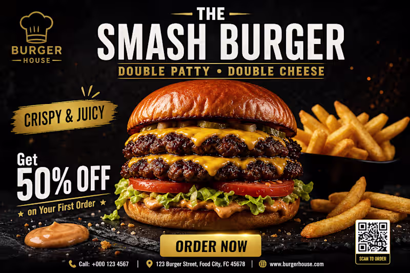 Cover image for Gourmet Smash Burger Ad Design