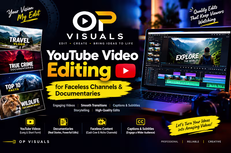 Cover image for YouTube Video Editing for Faceless Channels & Documentaries