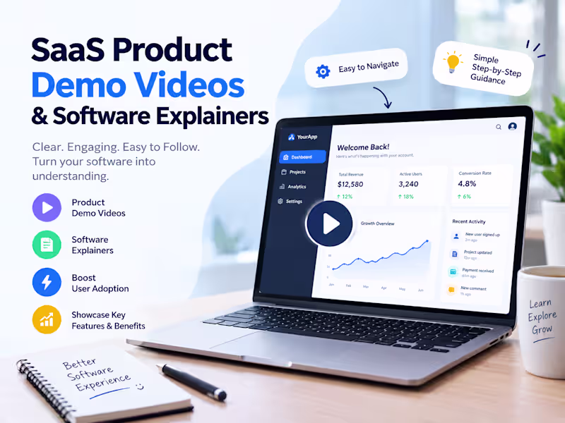 Cover image for I will create SaaS product demo videos and software explainers