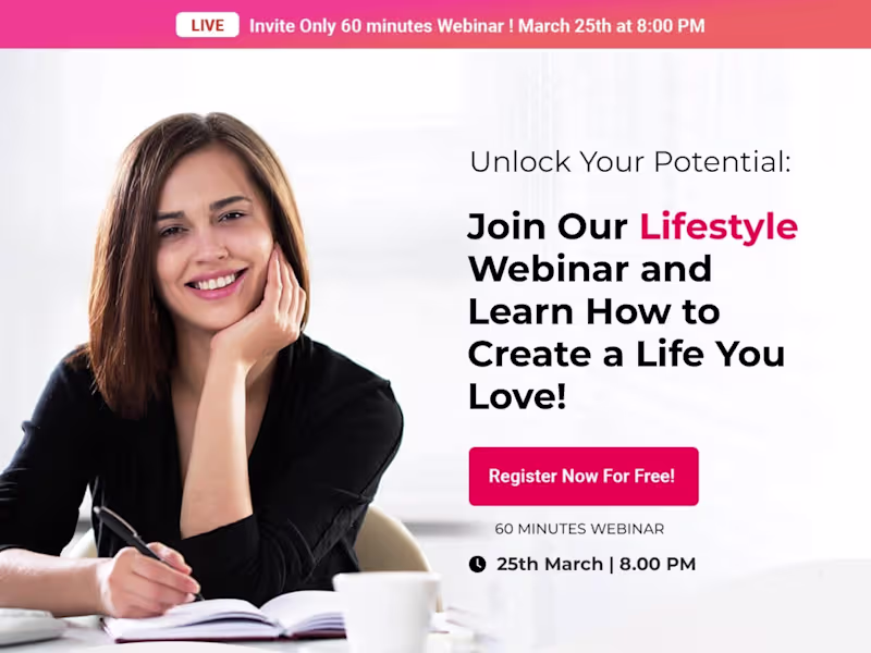 Cover image for Lifestyle Webinar Landing Page Design