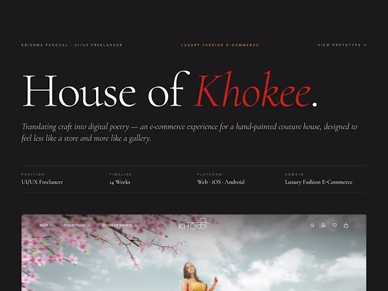 Cover image for House of Khokee — Luxury Fashion E-Commerce UX/UI Design