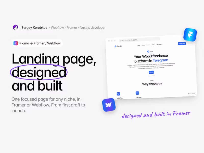 Cover image for Landing Page Design and Build in Framer or Webflow