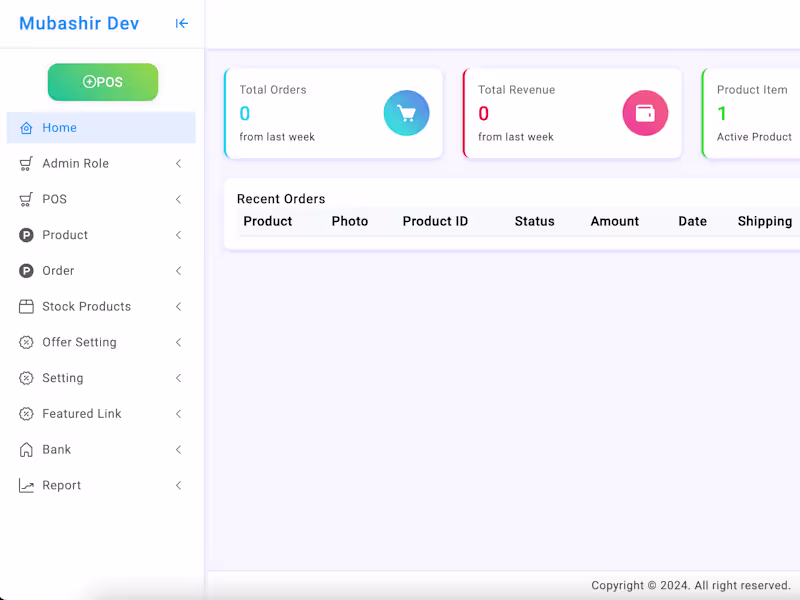 Cover image for Admin Dashboard for Mubashir Dev POS System 