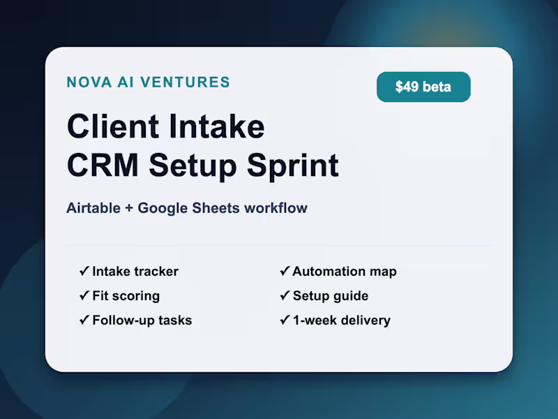 Cover image for Client Intake CRM Setup Sprint