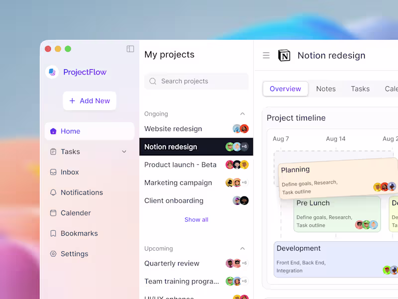 Cover image for Project Management SaaS Dashboard