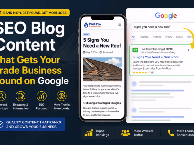 Cover image for SEO Blog Posts & Content Marketing for Plumbers, Roofers, etc