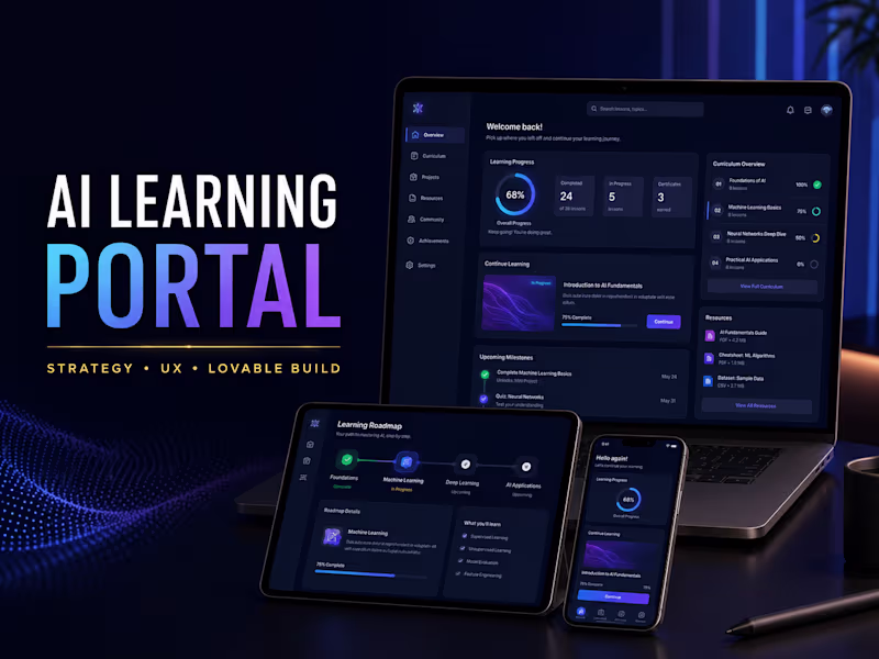 Cover image for AI Learning Portal: Strategy, UX & Lovable Build