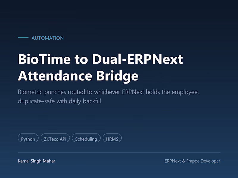 Cover image for BioTime to Dual-ERPNext Attendance Bridge