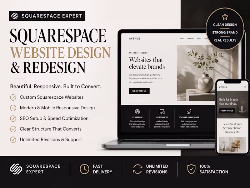 Cover image for Squarespace Website Design & Redesign for Modern Brands