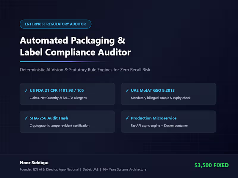 Cover image for Automated Regulatory Packaging & Label Compliance Auditor