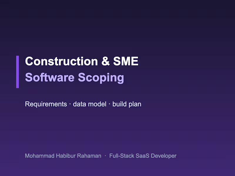 Cover image for Construction and SME Software Scoping