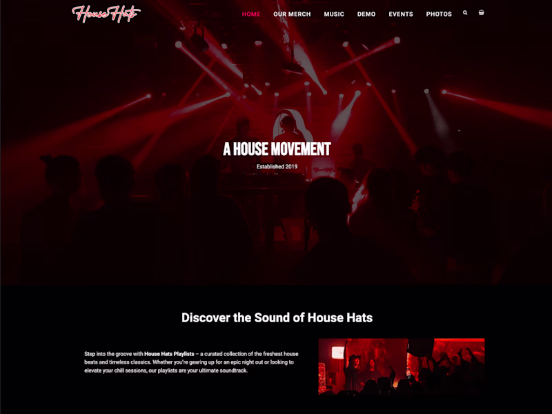 Cover image for Music Band Website for House Hats Collective