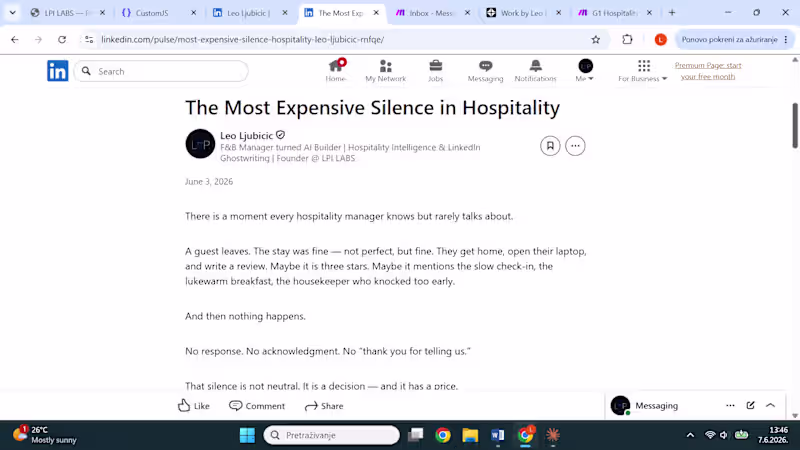 Cover image for LinkedIn article for hospitality operators