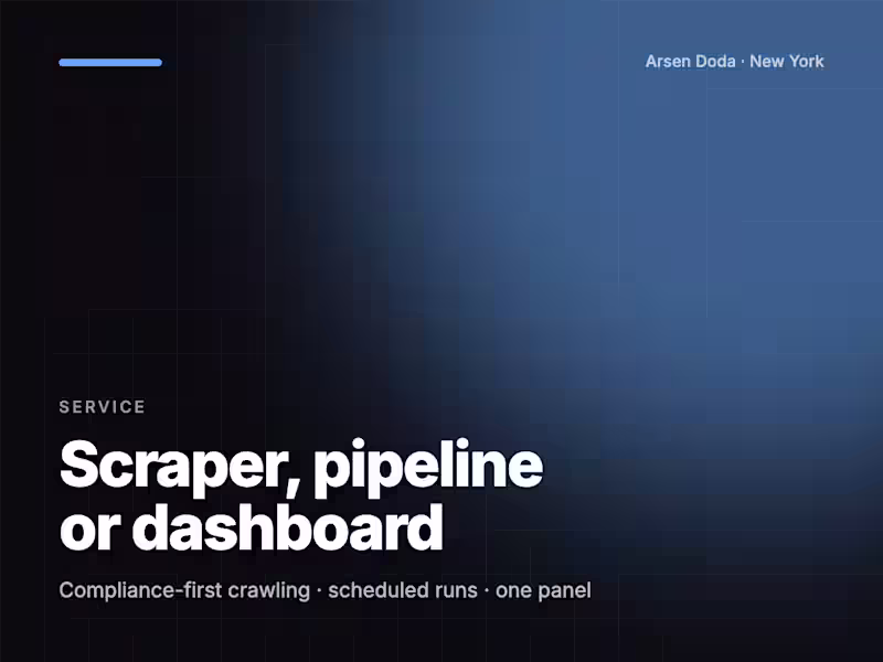 Cover image for Scraper, data pipeline, or internal dashboard