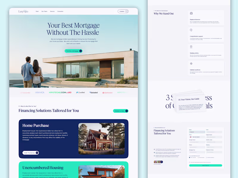 Cover image for Fintech Mortgage Website Landing Page UI/UX Design - Easyhipo