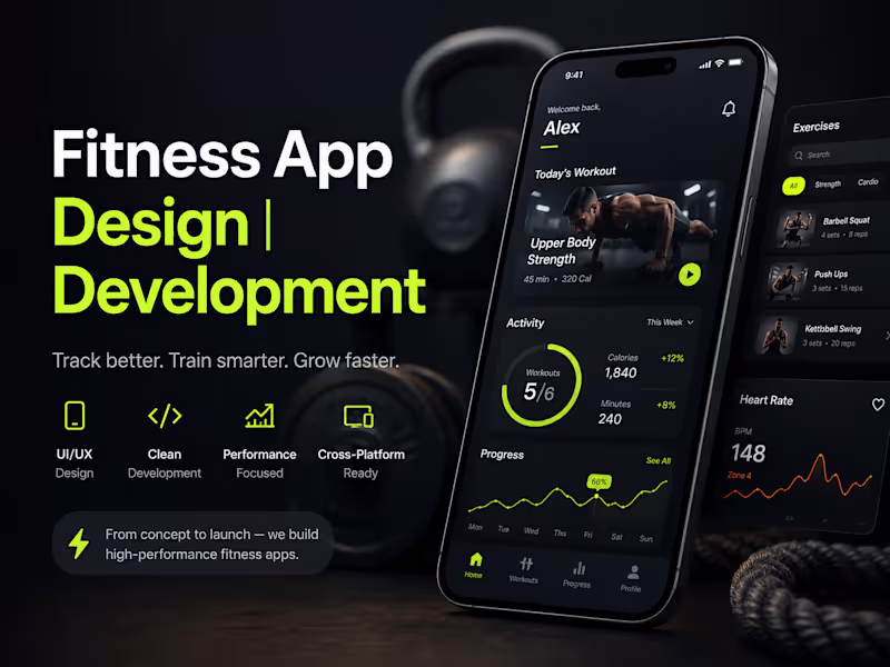 Cover image for FITNESS APP DESIGN | DEVELOPMENT 