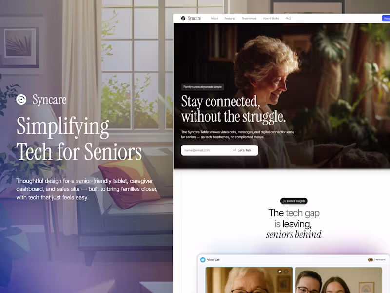 Cover image for  Syncare • Designing Empathetic Tech for Seniors