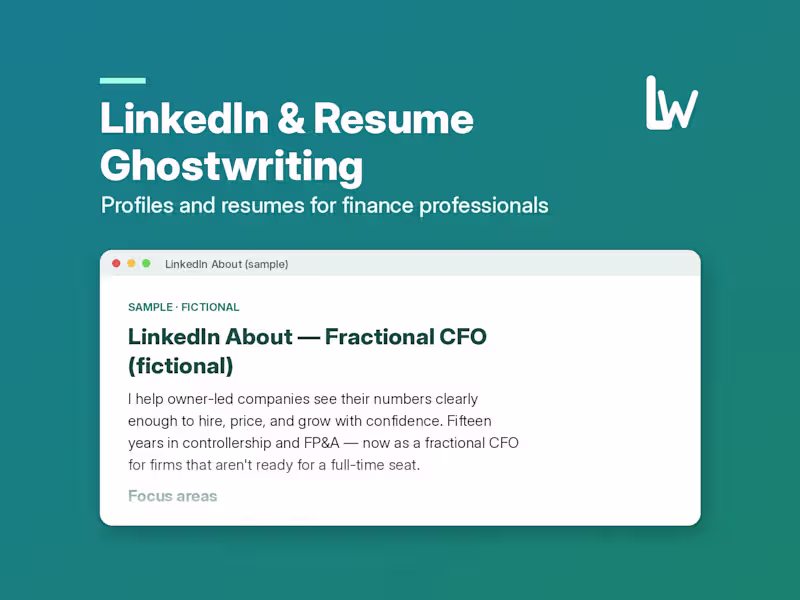 Cover image for LinkedIn Profile, Posts and Resume Ghostwriting