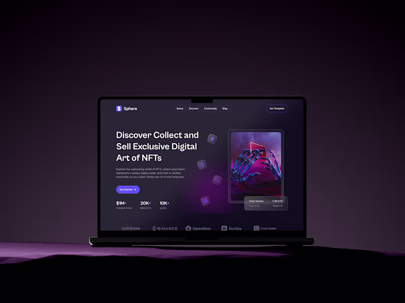 Cover image for Sphere — Premium Framer NFT Template for Web3 Innovators