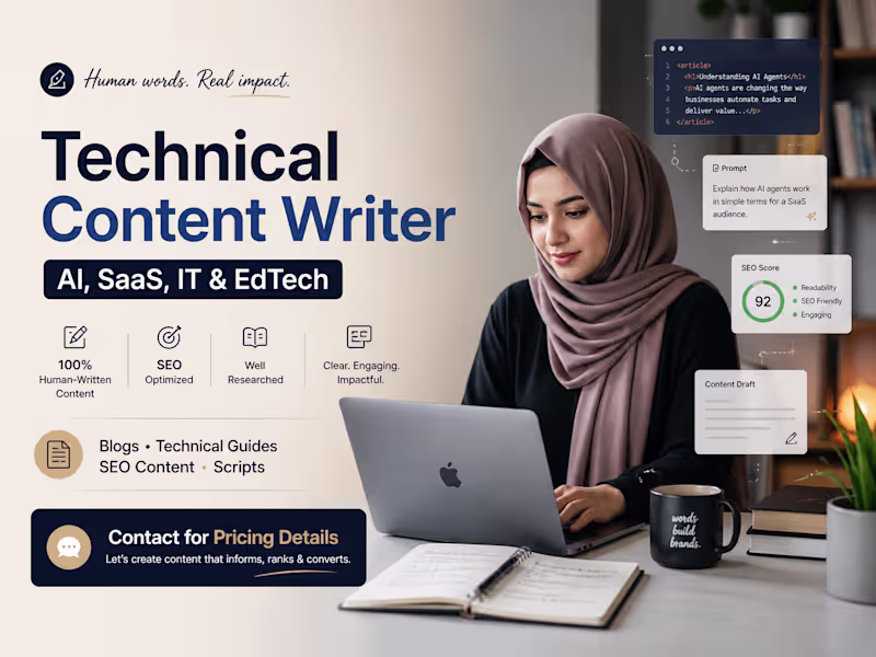 Cover image for Technical Blog Writing: AI, EdTech, Finance, Healthcare & SaaS 