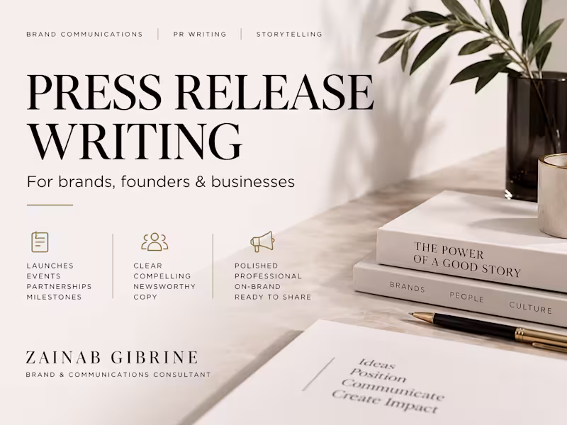 Cover image for Press Release Writing for Brands & Businesses