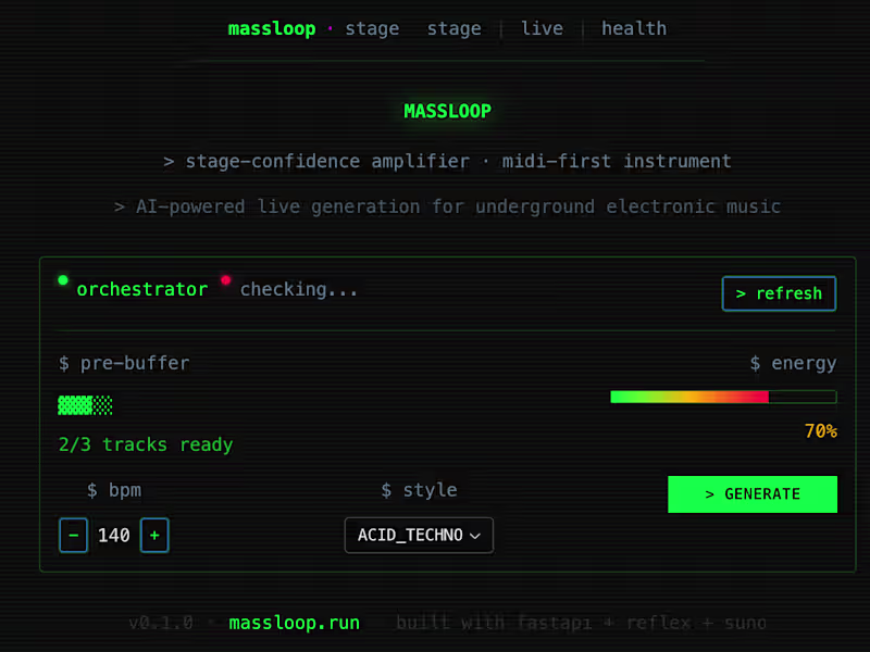Cover image for Massloop — AI-powered live DJ performance platform