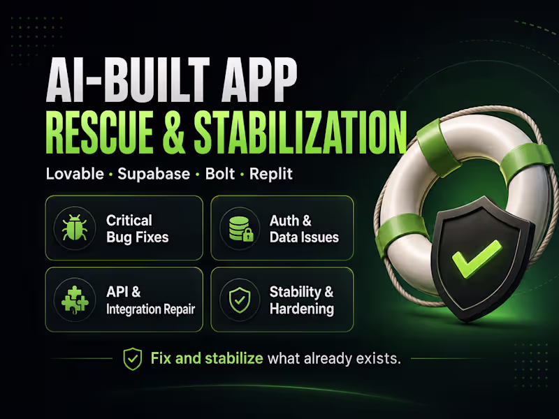 Cover image for Lovable / Supabase App Rescue & Stabilization