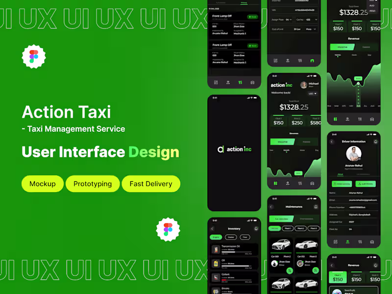 Cover image for Action Taxi- Taxi Management Service UI UX