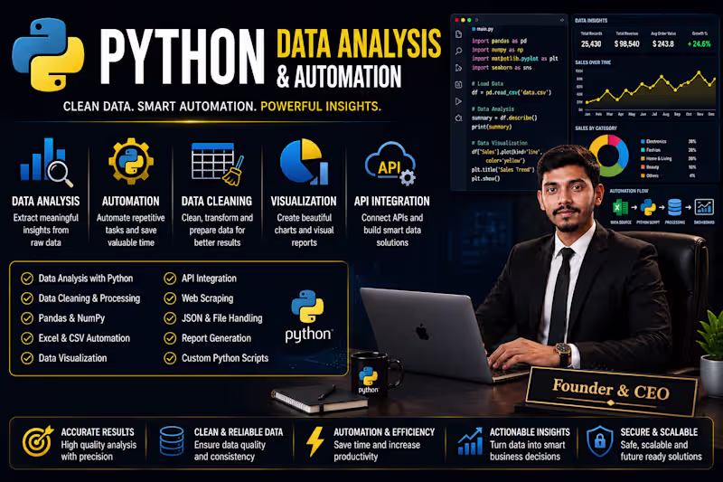 Cover image for Python Data Analysis & Automation