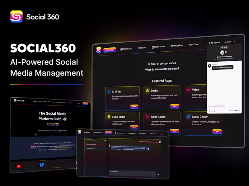 Cover image for Social360 — AI-Powered Social Media Management SaaS