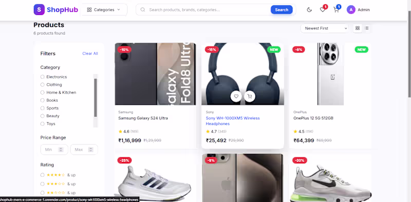 Cover image for MERN Stack E-Commerce Website Development