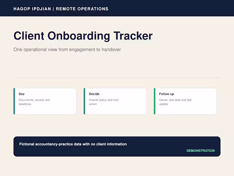 Cover image for Client Onboarding Tracker — Demonstration