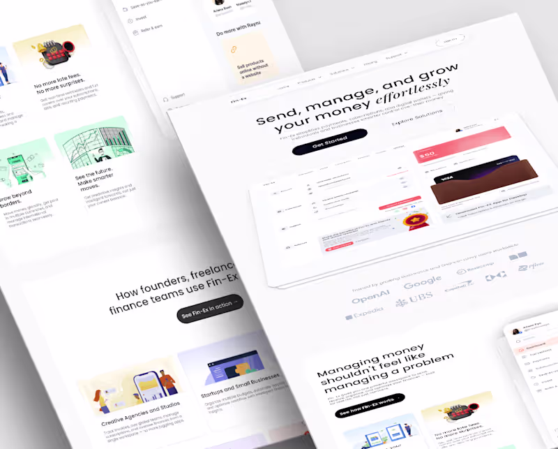 Cover image for Fin-Ex FinTech Landing Page Design