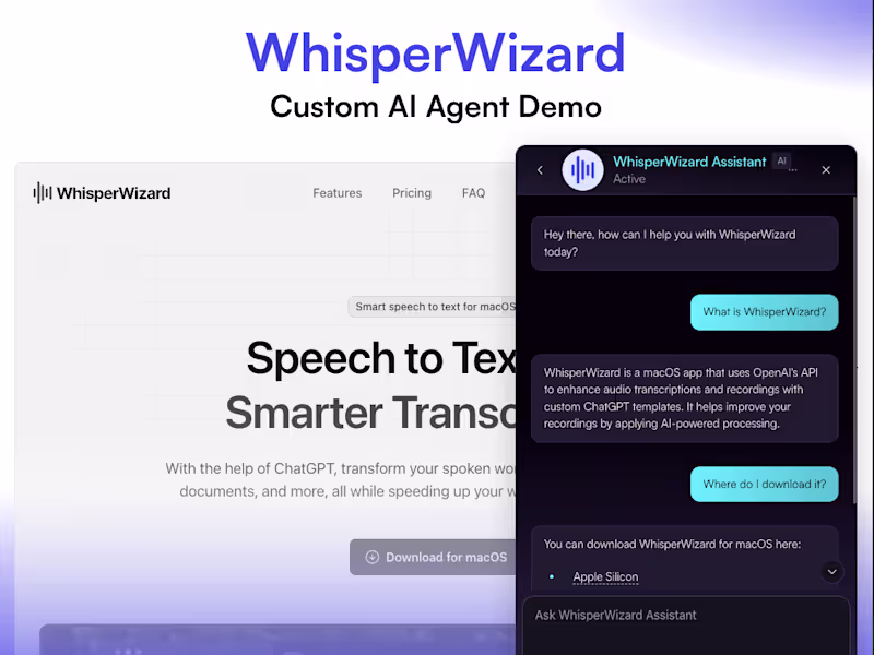 Cover image for Custom AI Agent for WhisperWizard