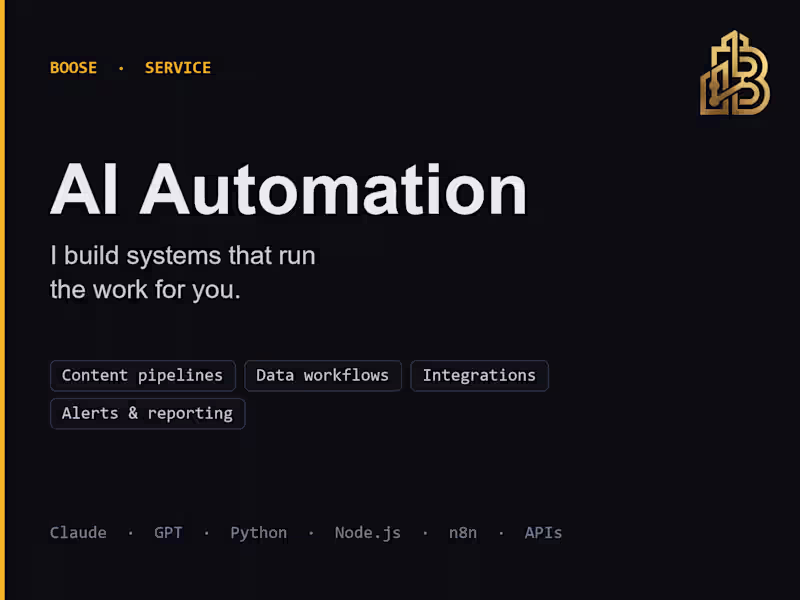 Cover image for AI Automation — I'll automate a manual workflow end-to-end