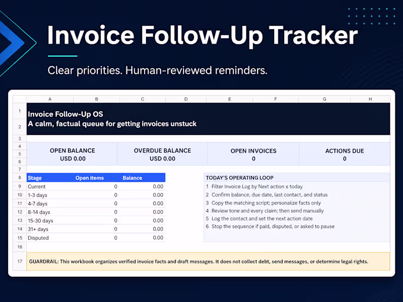 Cover image for Invoice Follow-Up Tracker & Reminder Workflow