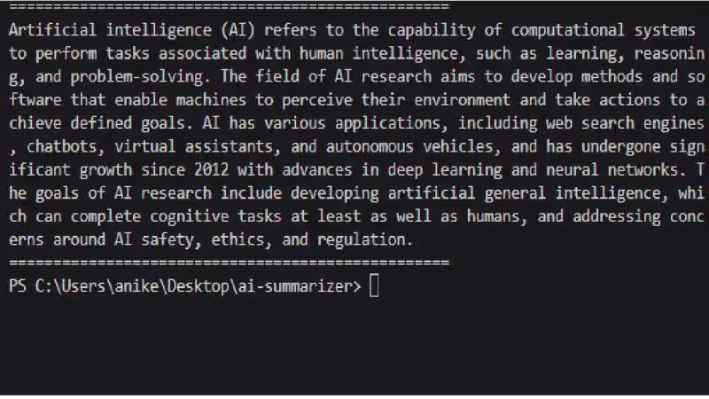 Cover image for AI Text Summarizer | CLI
