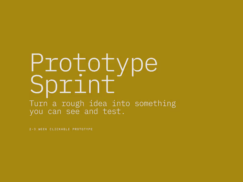 Cover image for Prototype Sprint (2-3 weeks)