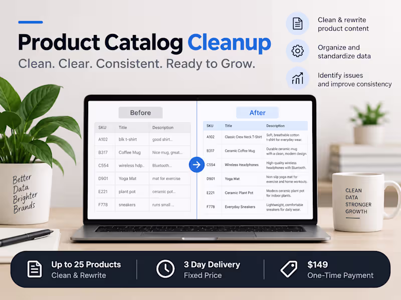 Cover image for Clean & Rewrite Up to 25 Product Listings